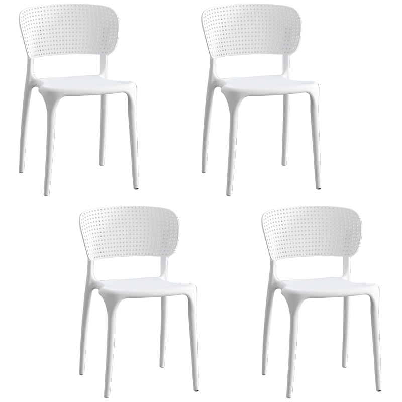Stackable Plastic Dining Side Chairs Open Back Armless Dining Chairs (Set of 4) White Clearhalo ' kitchen&dining_furn' 'Dining Chairs' 'Dining Tables & Seating' 'dining_chair' 'furn' 'furn_dining_chair' 'Furniture' 'furniture_dining_chair' 'Kitchen & Dining Furniture' 'kitchen' 4039331