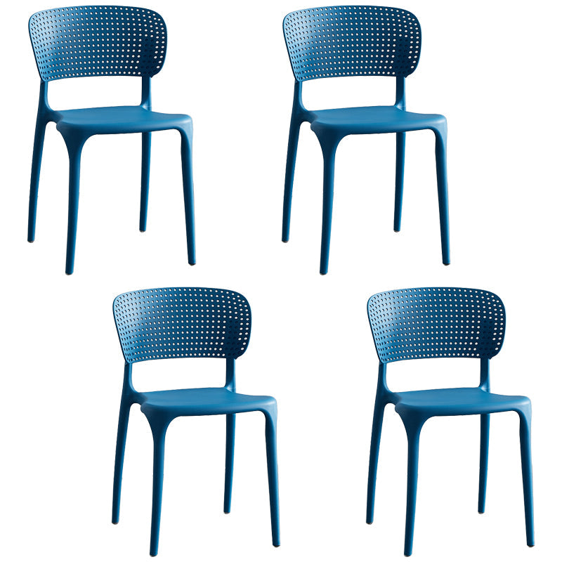 Stackable Plastic Dining Side Chairs Open Back Armless Dining Chairs (Set of 4) Blue Clearhalo ' kitchen&dining_furn' 'Dining Chairs' 'Dining Tables & Seating' 'dining_chair' 'furn' 'furn_dining_chair' 'Furniture' 'furniture_dining_chair' 'Kitchen & Dining Furniture' 'kitchen' 4039332