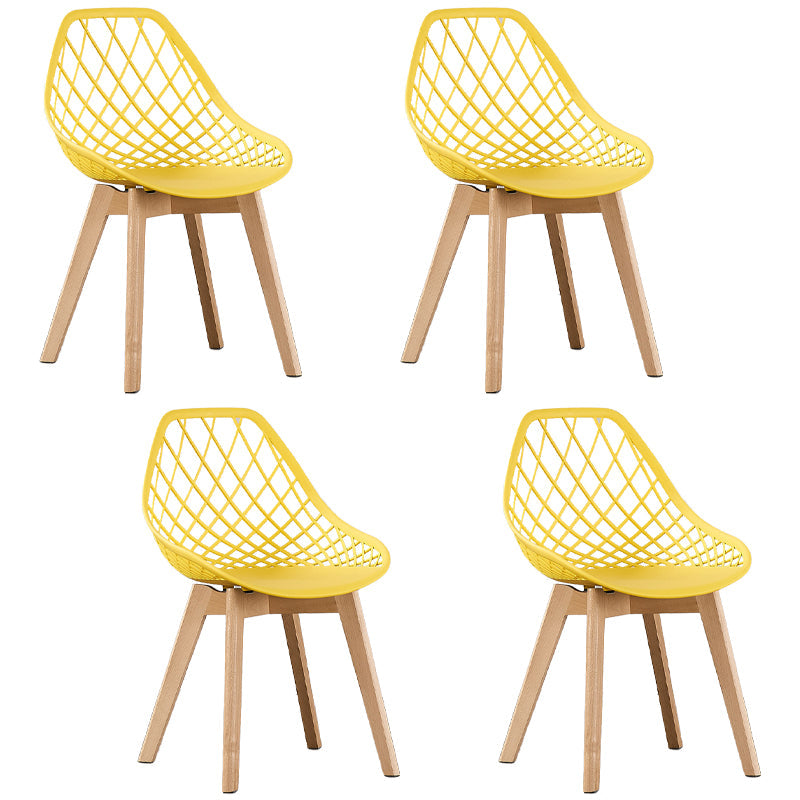 Eames Armless Dining Chairs Side Dining Chairs with Wood Legs (Set of 4) Yellow Clearhalo ' kitchen&dining_furn' 'Dining Chairs' 'Dining Tables & Seating' 'dining_chair' 'Furniture' 'furniture_dining_chair' 'Kitchen & Dining Furniture' 'kitchen' 4039337