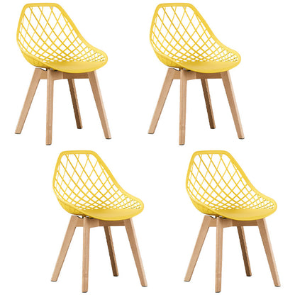Eames Armless Dining Chairs Side Dining Chairs with Wood Legs (Set of 4) Yellow Clearhalo ' kitchen&dining_furn' 'Dining Chairs' 'Dining Tables & Seating' 'dining_chair' 'Furniture' 'furniture_dining_chair' 'Kitchen & Dining Furniture' 'kitchen' 4039337