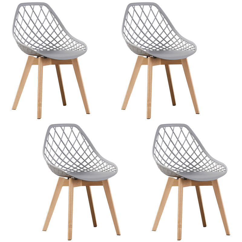 Eames Armless Dining Chairs Side Dining Chairs with Wood Legs (Set of 4) Grey Clearhalo ' kitchen&dining_furn' 'Dining Chairs' 'Dining Tables & Seating' 'dining_chair' 'Furniture' 'furniture_dining_chair' 'Kitchen & Dining Furniture' 'kitchen' 4039338