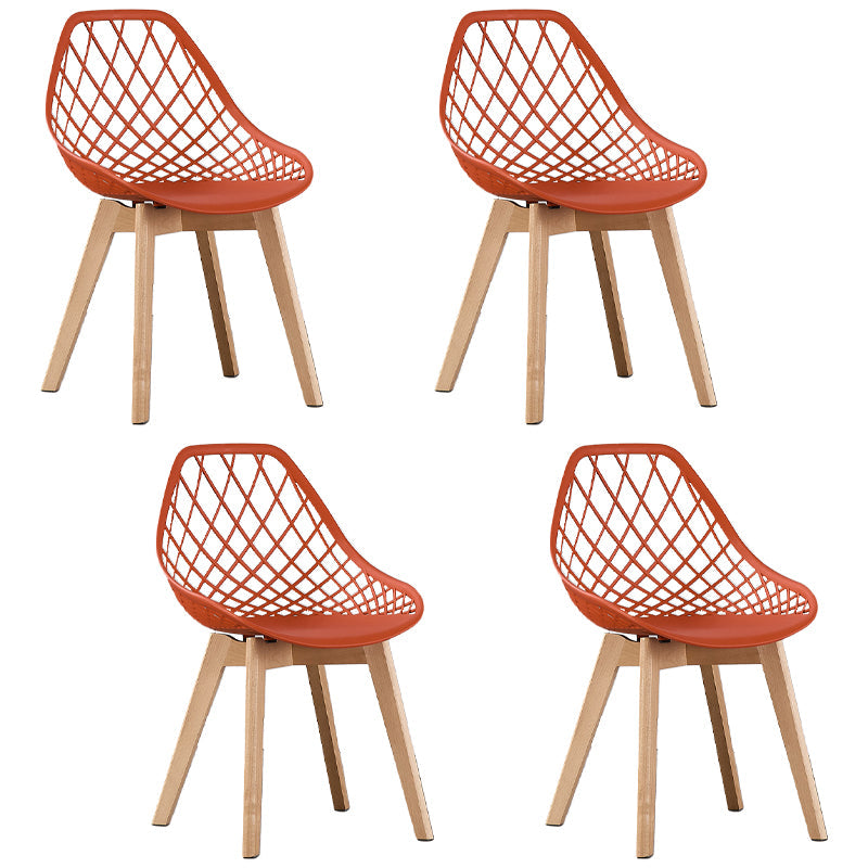 Eames Armless Dining Chairs Side Dining Chairs with Wood Legs (Set of 4) Red Clearhalo ' kitchen&dining_furn' 'Dining Chairs' 'Dining Tables & Seating' 'dining_chair' 'Furniture' 'furniture_dining_chair' 'Kitchen & Dining Furniture' 'kitchen' 4039340