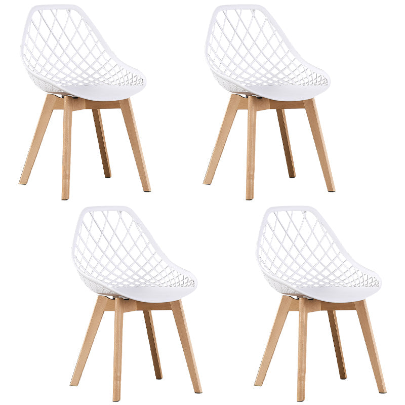 Eames Armless Dining Chairs Side Dining Chairs with Wood Legs (Set of 4) White Clearhalo ' kitchen&dining_furn' 'Dining Chairs' 'Dining Tables & Seating' 'dining_chair' 'Furniture' 'furniture_dining_chair' 'Kitchen & Dining Furniture' 'kitchen' 4039342