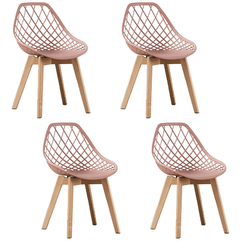 Eames Armless Dining Chairs Side Dining Chairs with Wood Legs (Set of 4) Nude Pink Clearhalo ' kitchen&dining_furn' 'Dining Chairs' 'Dining Tables & Seating' 'dining_chair' 'Furniture' 'furniture_dining_chair' 'Kitchen & Dining Furniture' 'kitchen' 4039344