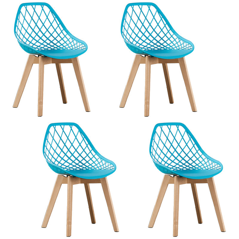 Eames Armless Dining Chairs Side Dining Chairs with Wood Legs (Set of 4) Blue Clearhalo ' kitchen&dining_furn' 'Dining Chairs' 'Dining Tables & Seating' 'dining_chair' 'Furniture' 'furniture_dining_chair' 'Kitchen & Dining Furniture' 'kitchen' 4039347