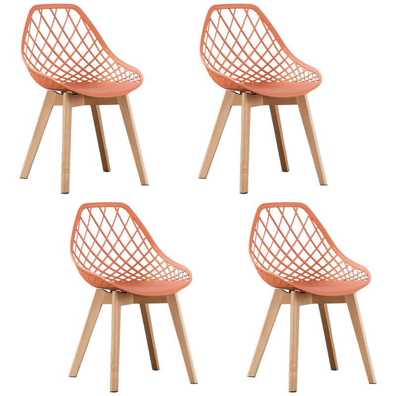Eames Armless Dining Chairs Side Dining Chairs with Wood Legs (Set of 4) Orange Clearhalo ' kitchen&dining_furn' 'Dining Chairs' 'Dining Tables & Seating' 'dining_chair' 'Furniture' 'furniture_dining_chair' 'Kitchen & Dining Furniture' 'kitchen' 4039351
