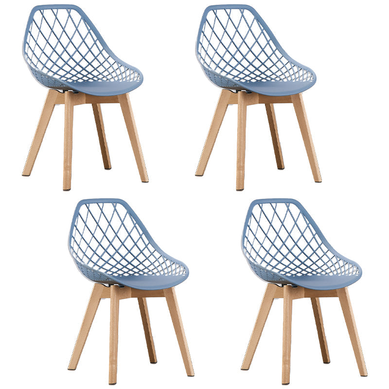 Eames Armless Dining Chairs Side Dining Chairs with Wood Legs (Set of 4) Gray Blue Clearhalo ' kitchen&dining_furn' 'Dining Chairs' 'Dining Tables & Seating' 'dining_chair' 'Furniture' 'furniture_dining_chair' 'Kitchen & Dining Furniture' 'kitchen' 4039356