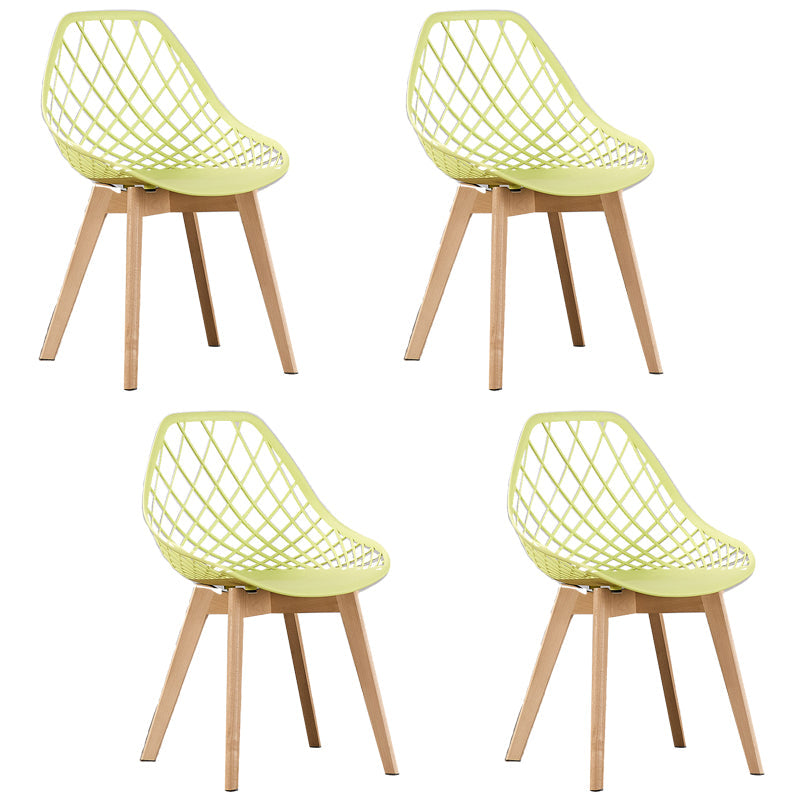 Eames Armless Dining Chairs Side Dining Chairs with Wood Legs (Set of 4) Light Green Clearhalo ' kitchen&dining_furn' 'Dining Chairs' 'Dining Tables & Seating' 'dining_chair' 'Furniture' 'furniture_dining_chair' 'Kitchen & Dining Furniture' 'kitchen' 4039357