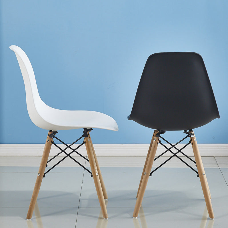Armless Dining Chairs Eames Side Dining Chairs with Wood Legs (Set of 4) Clearhalo ' kitchen&dining_furn' 'Dining Chairs' 'Dining Tables & Seating' 'dining_chair' 'Furniture' 'furniture_dining_chair' 'Kitchen & Dining Furniture' 'kitchen' 4039359