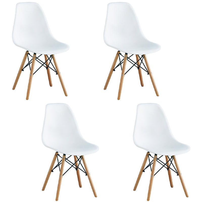 Armless Dining Chairs Eames Side Dining Chairs with Wood Legs (Set of 4) White Clearhalo ' kitchen&dining_furn' 'Dining Chairs' 'Dining Tables & Seating' 'dining_chair' 'Furniture' 'furniture_dining_chair' 'Kitchen & Dining Furniture' 'kitchen' 4039360
