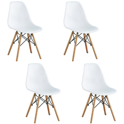 Armless Dining Chairs Eames Side Dining Chairs with Wood Legs (Set of 4) White Clearhalo ' kitchen&dining_furn' 'Dining Chairs' 'Dining Tables & Seating' 'dining_chair' 'Furniture' 'furniture_dining_chair' 'Kitchen & Dining Furniture' 'kitchen' 4039360