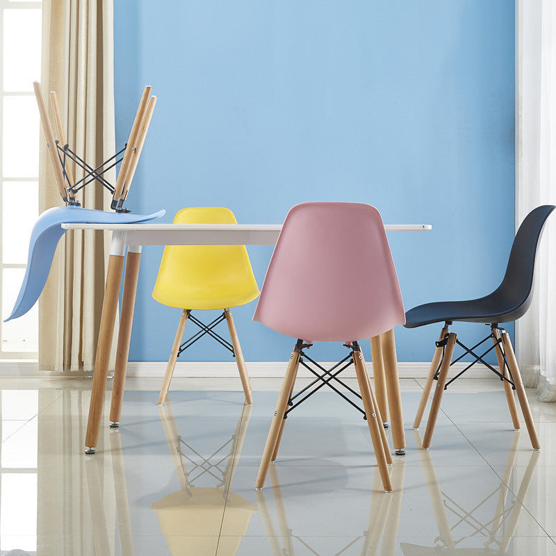 Armless Dining Chairs Eames Side Dining Chairs with Wood Legs (Set of 4) Clearhalo ' kitchen&dining_furn' 'Dining Chairs' 'Dining Tables & Seating' 'dining_chair' 'Furniture' 'furniture_dining_chair' 'Kitchen & Dining Furniture' 'kitchen' 4039361