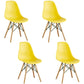 Armless Dining Chairs Eames Side Dining Chairs with Wood Legs (Set of 4) Yellow Clearhalo ' kitchen&dining_furn' 'Dining Chairs' 'Dining Tables & Seating' 'dining_chair' 'Furniture' 'furniture_dining_chair' 'Kitchen & Dining Furniture' 'kitchen' 4039364