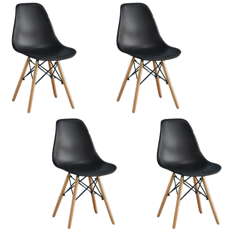 Armless Dining Chairs Eames Side Dining Chairs with Wood Legs (Set of 4) Black Clearhalo ' kitchen&dining_furn' 'Dining Chairs' 'Dining Tables & Seating' 'dining_chair' 'Furniture' 'furniture_dining_chair' 'Kitchen & Dining Furniture' 'kitchen' 4039366