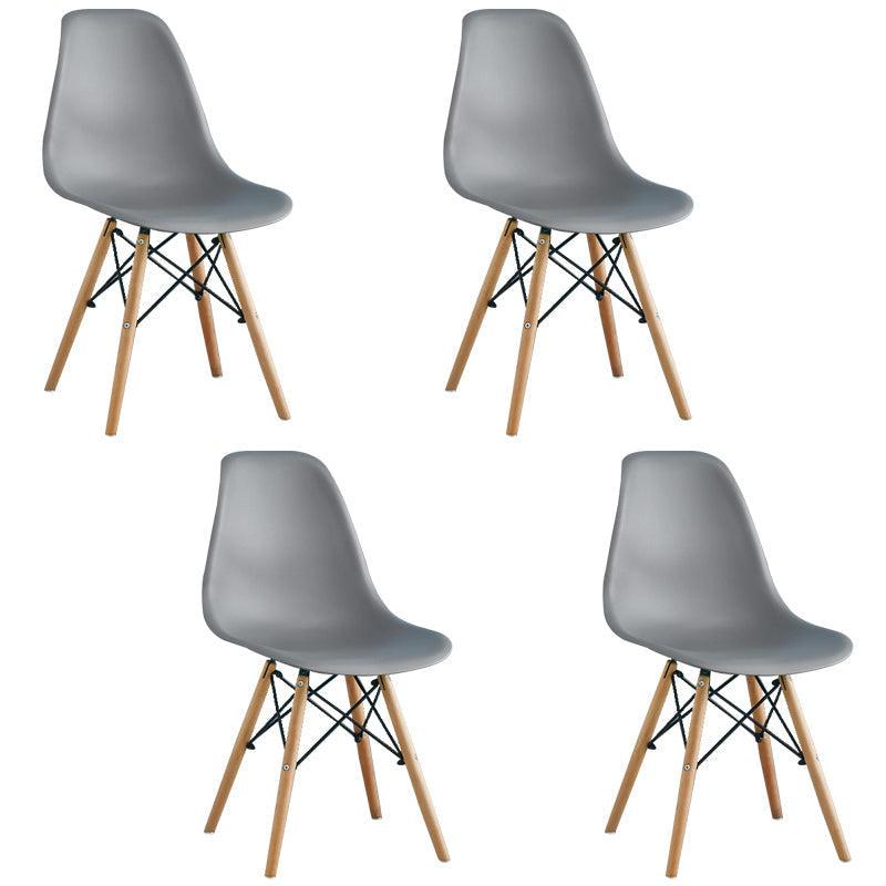 Armless Dining Chairs Eames Side Dining Chairs with Wood Legs (Set of 4) Grey Clearhalo ' kitchen&dining_furn' 'Dining Chairs' 'Dining Tables & Seating' 'dining_chair' 'Furniture' 'furniture_dining_chair' 'Kitchen & Dining Furniture' 'kitchen' 4039368