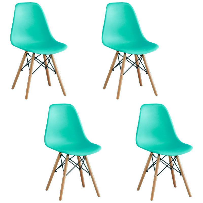 Armless Dining Chairs Eames Side Dining Chairs with Wood Legs (Set of 4) Lake Blue Clearhalo ' kitchen&dining_furn' 'Dining Chairs' 'Dining Tables & Seating' 'dining_chair' 'Furniture' 'furniture_dining_chair' 'Kitchen & Dining Furniture' 'kitchen' 4039369