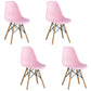 Armless Dining Chairs Eames Side Dining Chairs with Wood Legs (Set of 4) Pink Clearhalo ' kitchen&dining_furn' 'Dining Chairs' 'Dining Tables & Seating' 'dining_chair' 'Furniture' 'furniture_dining_chair' 'Kitchen & Dining Furniture' 'kitchen' 4039375