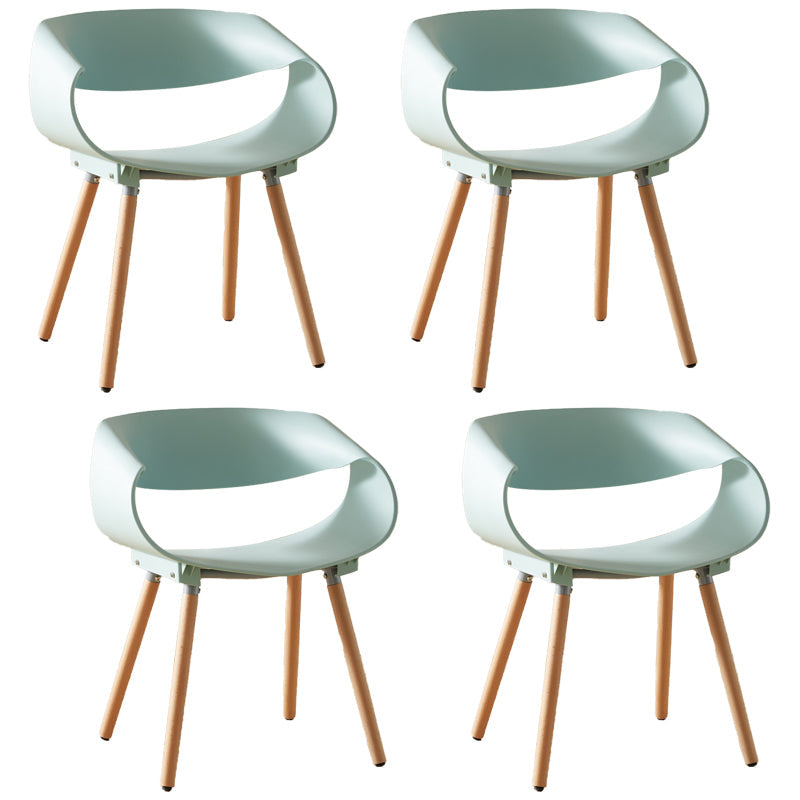 Scandinavian Armless Dining Chairs Side Dining Chairs with Wood Legs (Set of 4) Mint Green Clearhalo ' kitchen&dining_furn' 'Dining Chairs' 'Dining Tables & Seating' 'dining_chair' 'furn' 'furn_dining_chair' 'Furniture' 'furniture_dining_chair' 'Kitchen & Dining Furniture' 'kitchen' 4039381