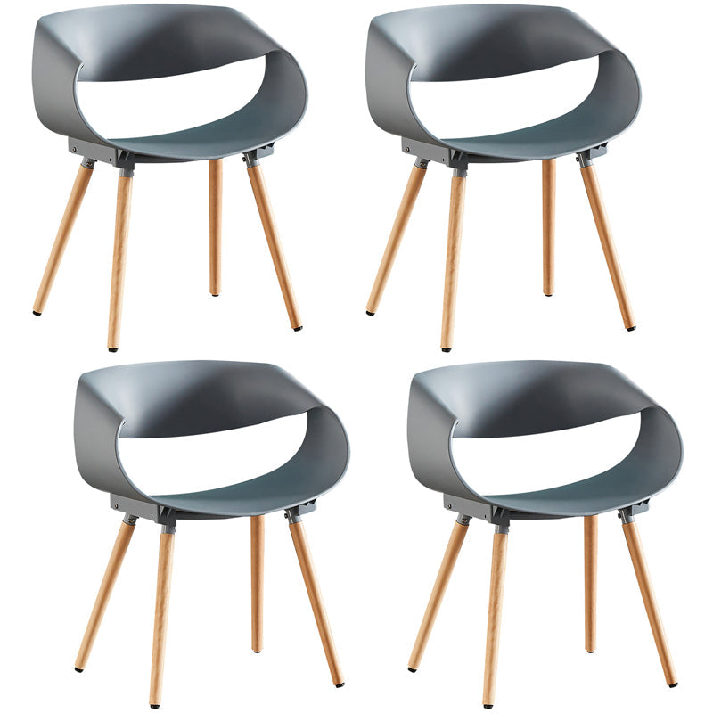 Scandinavian Armless Dining Chairs Side Dining Chairs with Wood Legs (Set of 4) Dark Gray Clearhalo ' kitchen&dining_furn' 'Dining Chairs' 'Dining Tables & Seating' 'dining_chair' 'furn' 'furn_dining_chair' 'Furniture' 'furniture_dining_chair' 'Kitchen & Dining Furniture' 'kitchen' 4039383