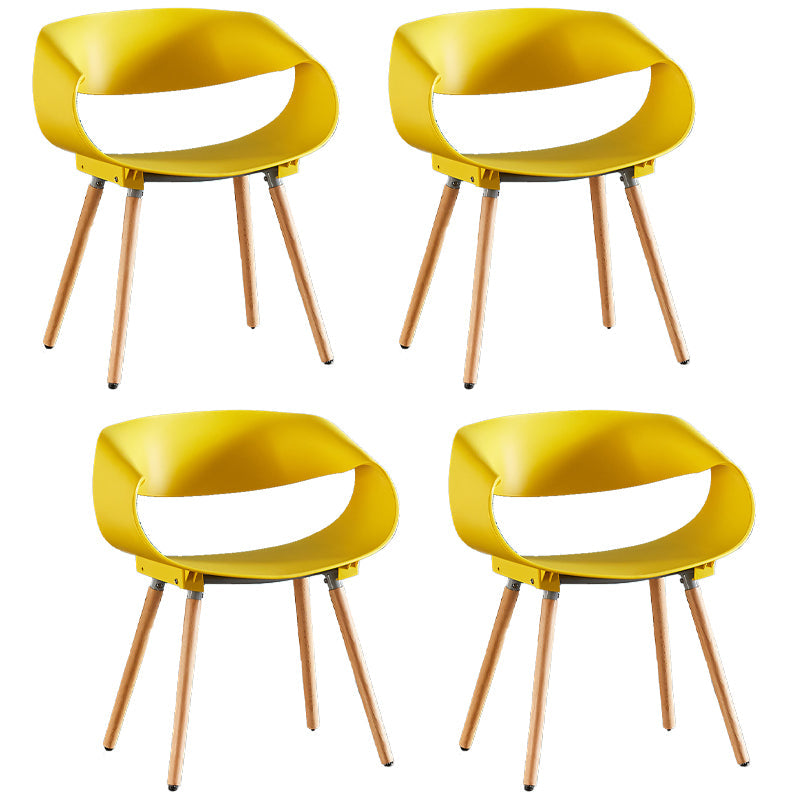 Scandinavian Armless Dining Chairs Side Dining Chairs with Wood Legs (Set of 4) Yellow Clearhalo ' kitchen&dining_furn' 'Dining Chairs' 'Dining Tables & Seating' 'dining_chair' 'furn' 'furn_dining_chair' 'Furniture' 'furniture_dining_chair' 'Kitchen & Dining Furniture' 'kitchen' 4039384