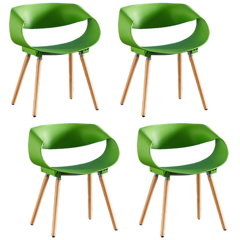 Scandinavian Armless Dining Chairs Side Dining Chairs with Wood Legs (Set of 4) Green Clearhalo ' kitchen&dining_furn' 'Dining Chairs' 'Dining Tables & Seating' 'dining_chair' 'furn' 'furn_dining_chair' 'Furniture' 'furniture_dining_chair' 'Kitchen & Dining Furniture' 'kitchen' 4039386