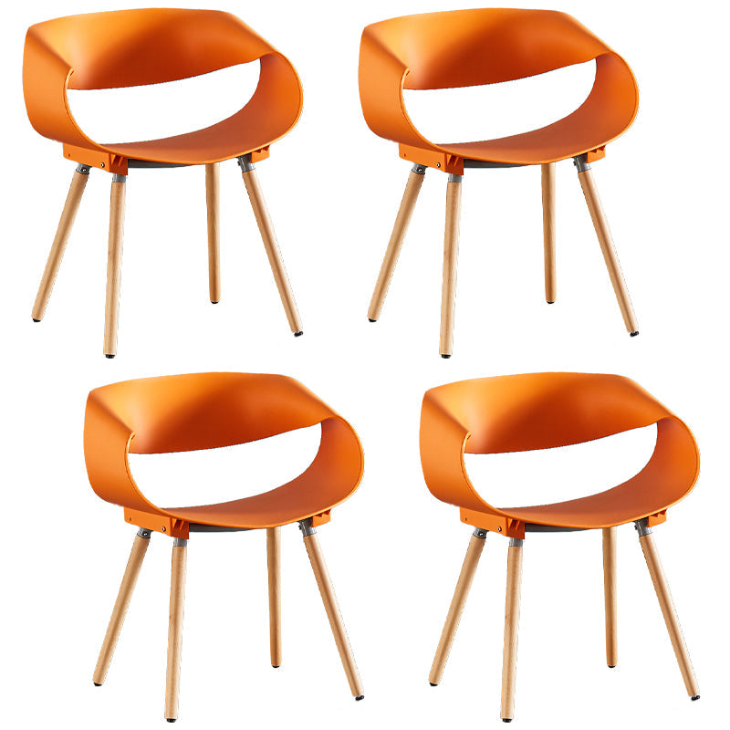 Scandinavian Armless Dining Chairs Side Dining Chairs with Wood Legs (Set of 4) Orange Clearhalo ' kitchen&dining_furn' 'Dining Chairs' 'Dining Tables & Seating' 'dining_chair' 'furn' 'furn_dining_chair' 'Furniture' 'furniture_dining_chair' 'Kitchen & Dining Furniture' 'kitchen' 4039389