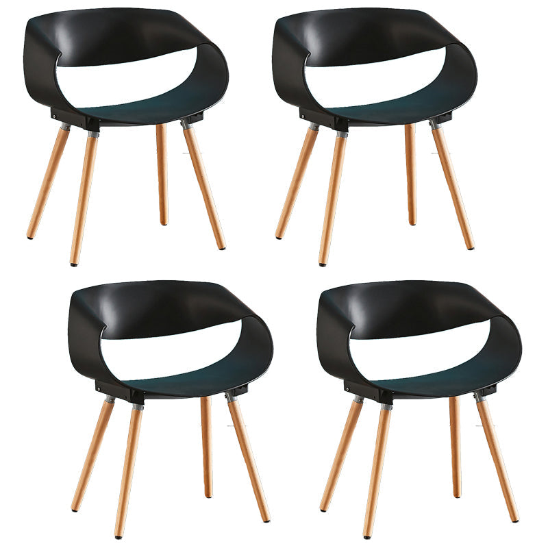 Scandinavian Armless Dining Chairs Side Dining Chairs with Wood Legs (Set of 4) Black Clearhalo ' kitchen&dining_furn' 'Dining Chairs' 'Dining Tables & Seating' 'dining_chair' 'furn' 'furn_dining_chair' 'Furniture' 'furniture_dining_chair' 'Kitchen & Dining Furniture' 'kitchen' 4039392