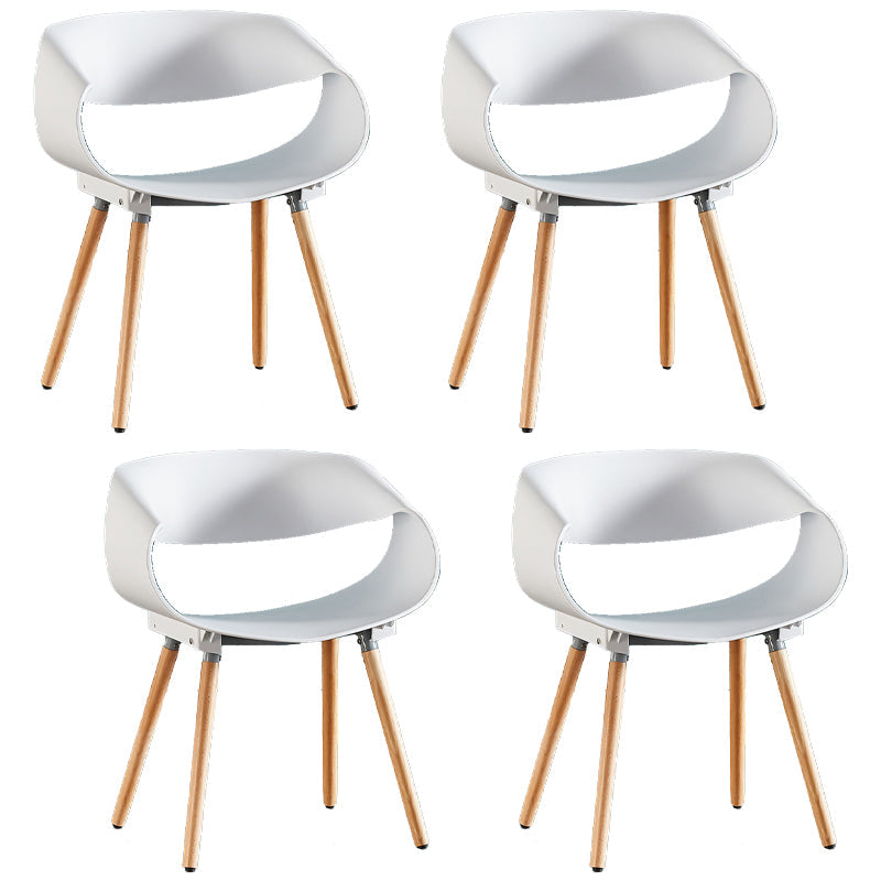 Scandinavian Armless Dining Chairs Side Dining Chairs with Wood Legs (Set of 4) White Clearhalo ' kitchen&dining_furn' 'Dining Chairs' 'Dining Tables & Seating' 'dining_chair' 'furn' 'furn_dining_chair' 'Furniture' 'furniture_dining_chair' 'Kitchen & Dining Furniture' 'kitchen' 4039394