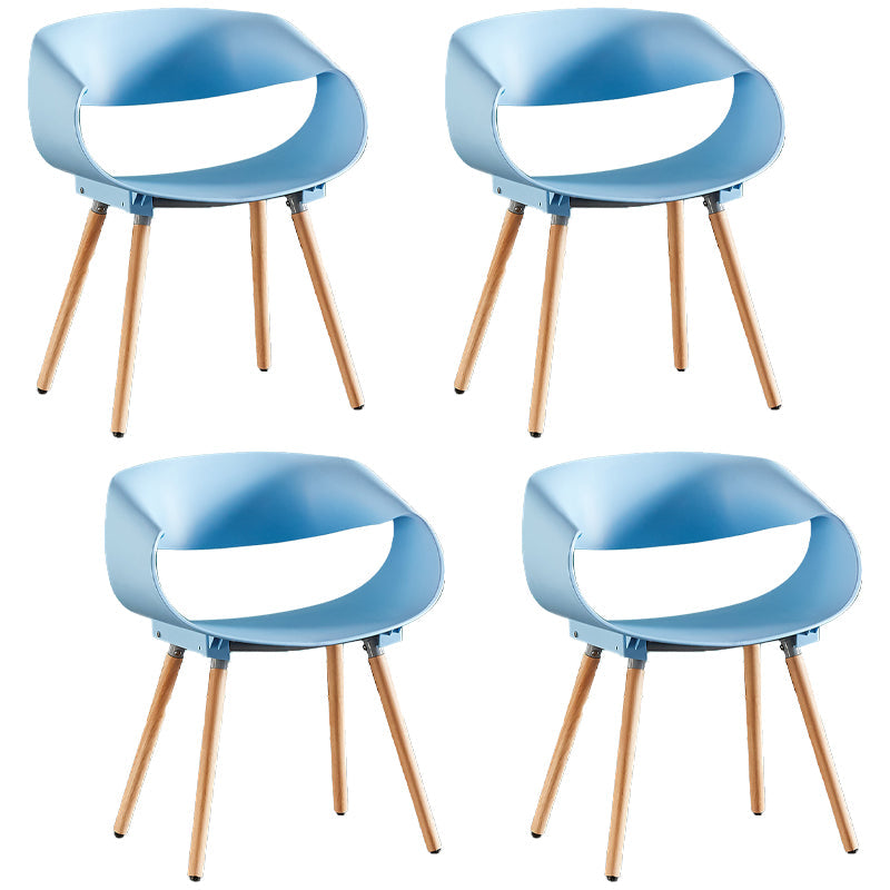 Scandinavian Armless Dining Chairs Side Dining Chairs with Wood Legs (Set of 4) Light Blue Clearhalo ' kitchen&dining_furn' 'Dining Chairs' 'Dining Tables & Seating' 'dining_chair' 'furn' 'furn_dining_chair' 'Furniture' 'furniture_dining_chair' 'Kitchen & Dining Furniture' 'kitchen' 4039396