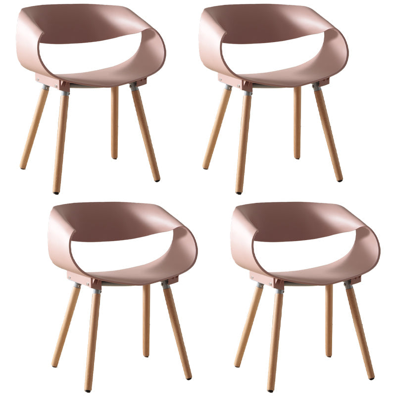 Scandinavian Armless Dining Chairs Side Dining Chairs with Wood Legs (Set of 4) Nude Pink Clearhalo ' kitchen&dining_furn' 'Dining Chairs' 'Dining Tables & Seating' 'dining_chair' 'furn' 'furn_dining_chair' 'Furniture' 'furniture_dining_chair' 'Kitchen & Dining Furniture' 'kitchen' 4039398