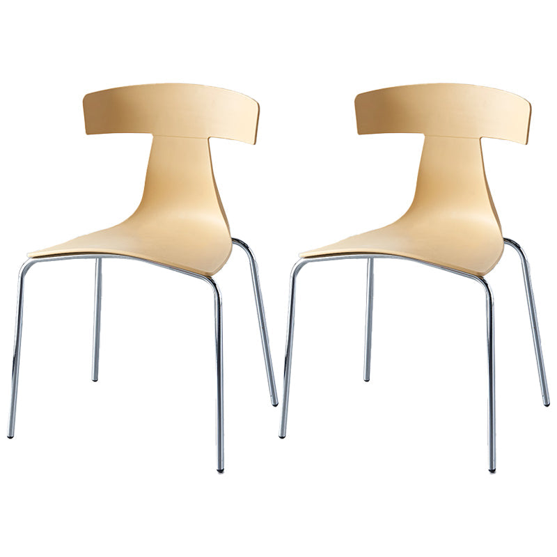 Stackable Dining Armless Chairs Indoor Dining Side Chairs with Metal Legs Yellow 2 Piece Set Clearhalo ' kitchen&dining_furn' 'Dining Chairs' 'Dining Tables & Seating' 'dining_chair' 'furn' 'furn_dining_chair' 'Furniture' 'furniture_dining_chair' 'Kitchen & Dining Furniture' 'kitchen' 4039412