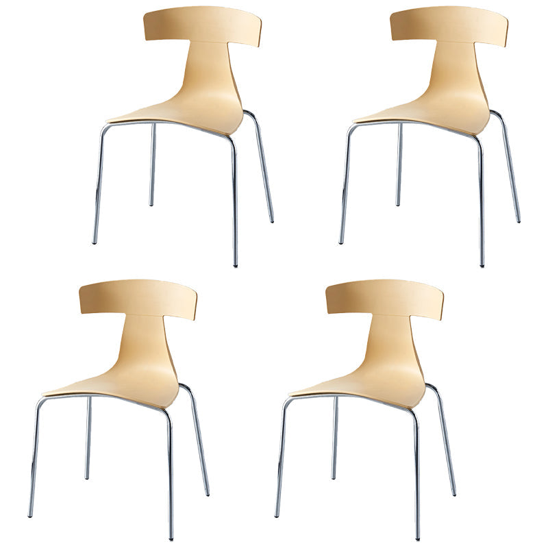 Stackable Dining Armless Chairs Indoor Dining Side Chairs with Metal Legs Yellow 4 Piece Set Clearhalo ' kitchen&dining_furn' 'Dining Chairs' 'Dining Tables & Seating' 'dining_chair' 'furn' 'furn_dining_chair' 'Furniture' 'furniture_dining_chair' 'Kitchen & Dining Furniture' 'kitchen' 4039414
