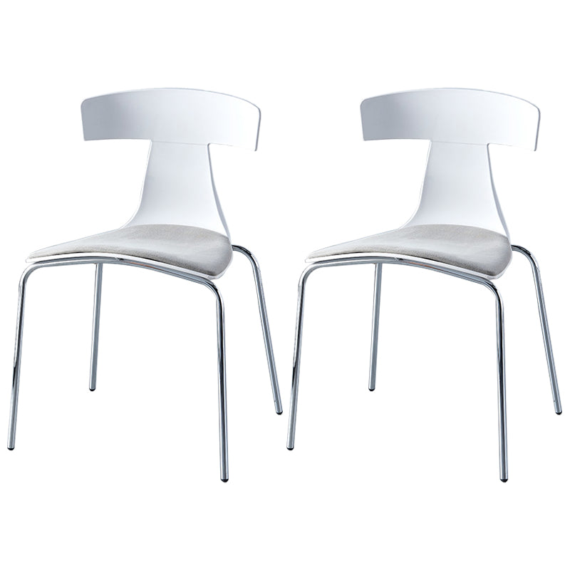 Stackable Dining Armless Chairs Indoor Dining Side Chairs with Metal Legs Off-White 2 Piece Set Clearhalo ' kitchen&dining_furn' 'Dining Chairs' 'Dining Tables & Seating' 'dining_chair' 'furn' 'furn_dining_chair' 'Furniture' 'furniture_dining_chair' 'Kitchen & Dining Furniture' 'kitchen' 4039418