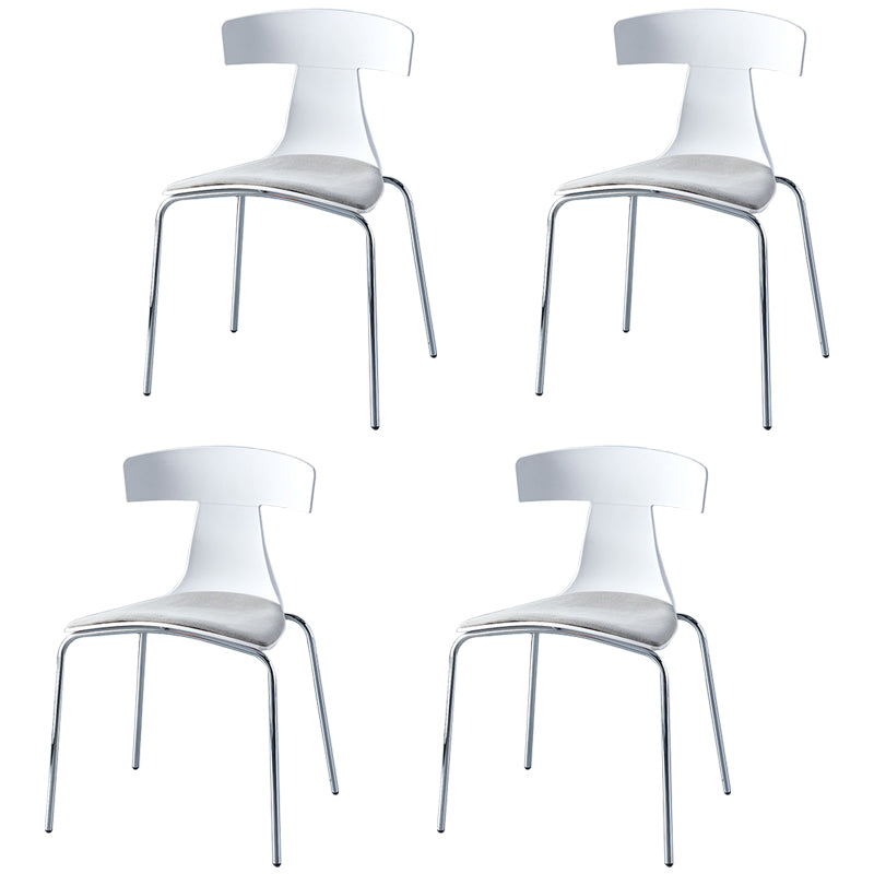 Stackable Dining Armless Chairs Indoor Dining Side Chairs with Metal Legs Off-White 4 Piece Set Clearhalo ' kitchen&dining_furn' 'Dining Chairs' 'Dining Tables & Seating' 'dining_chair' 'furn' 'furn_dining_chair' 'Furniture' 'furniture_dining_chair' 'Kitchen & Dining Furniture' 'kitchen' 4039421