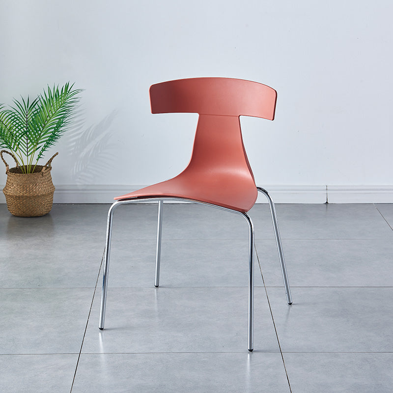 Stackable Dining Armless Chairs Indoor Dining Side Chairs with Metal Legs Red 1 Piece Clearhalo ' kitchen&dining_furn' 'Dining Chairs' 'Dining Tables & Seating' 'dining_chair' 'furn' 'furn_dining_chair' 'Furniture' 'furniture_dining_chair' 'Kitchen & Dining Furniture' 'kitchen' 4039422