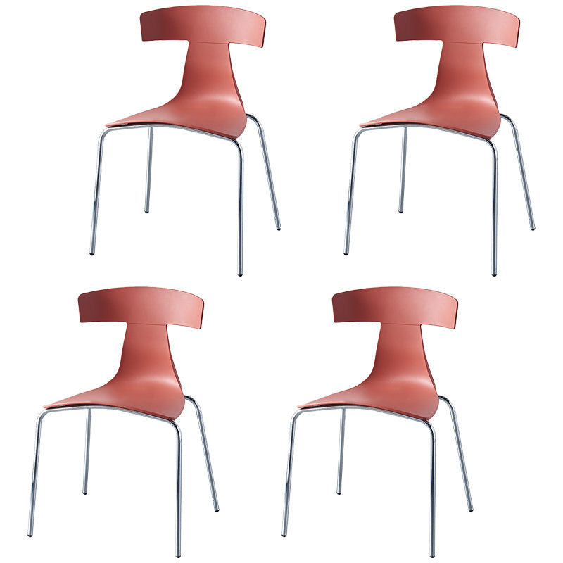Stackable Dining Armless Chairs Indoor Dining Side Chairs with Metal Legs Red 4 Piece Set Clearhalo ' kitchen&dining_furn' 'Dining Chairs' 'Dining Tables & Seating' 'dining_chair' 'furn' 'furn_dining_chair' 'Furniture' 'furniture_dining_chair' 'Kitchen & Dining Furniture' 'kitchen' 4039424