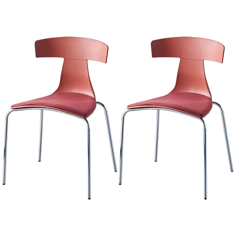 Stackable Dining Armless Chairs Indoor Dining Side Chairs with Metal Legs Dark Red 2 Piece Set Clearhalo ' kitchen&dining_furn' 'Dining Chairs' 'Dining Tables & Seating' 'dining_chair' 'furn' 'furn_dining_chair' 'Furniture' 'furniture_dining_chair' 'Kitchen & Dining Furniture' 'kitchen' 4039426