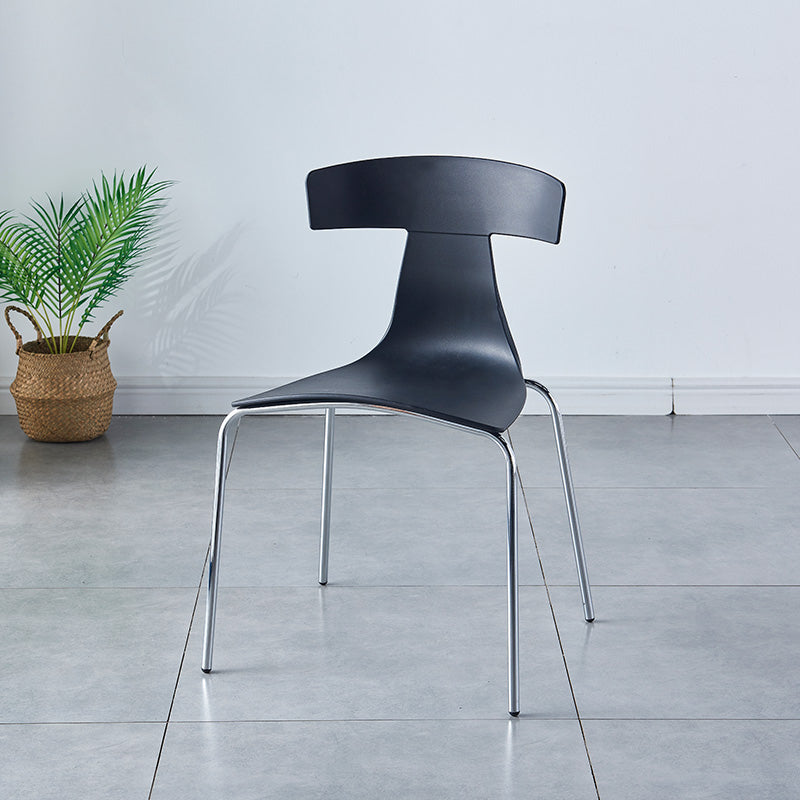 Stackable Dining Armless Chairs Indoor Dining Side Chairs with Metal Legs Black 1 Piece Clearhalo ' kitchen&dining_furn' 'Dining Chairs' 'Dining Tables & Seating' 'dining_chair' 'furn' 'furn_dining_chair' 'Furniture' 'furniture_dining_chair' 'Kitchen & Dining Furniture' 'kitchen' 4039428