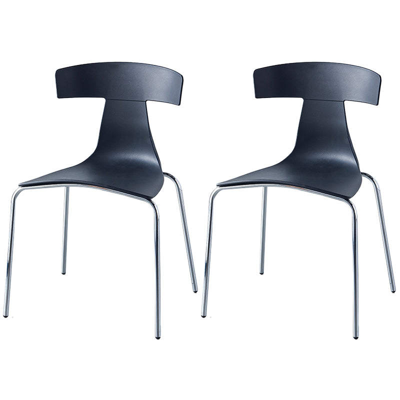 Stackable Dining Armless Chairs Indoor Dining Side Chairs with Metal Legs Black 2 Piece Set Clearhalo ' kitchen&dining_furn' 'Dining Chairs' 'Dining Tables & Seating' 'dining_chair' 'furn' 'furn_dining_chair' 'Furniture' 'furniture_dining_chair' 'Kitchen & Dining Furniture' 'kitchen' 4039429
