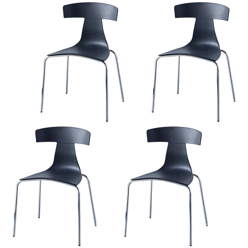 Stackable Dining Armless Chairs Indoor Dining Side Chairs with Metal Legs Black 4 Piece Set Clearhalo ' kitchen&dining_furn' 'Dining Chairs' 'Dining Tables & Seating' 'dining_chair' 'furn' 'furn_dining_chair' 'Furniture' 'furniture_dining_chair' 'Kitchen & Dining Furniture' 'kitchen' 4039430