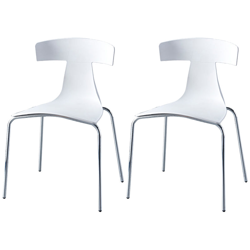 Stackable Dining Armless Chairs Indoor Dining Side Chairs with Metal Legs White 2 Piece Set Clearhalo ' kitchen&dining_furn' 'Dining Chairs' 'Dining Tables & Seating' 'dining_chair' 'furn' 'furn_dining_chair' 'Furniture' 'furniture_dining_chair' 'Kitchen & Dining Furniture' 'kitchen' 4039432