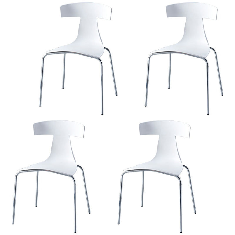 Stackable Dining Armless Chairs Indoor Dining Side Chairs with Metal Legs White 4 Piece Set Clearhalo ' kitchen&dining_furn' 'Dining Chairs' 'Dining Tables & Seating' 'dining_chair' 'furn' 'furn_dining_chair' 'Furniture' 'furniture_dining_chair' 'Kitchen & Dining Furniture' 'kitchen' 4039433