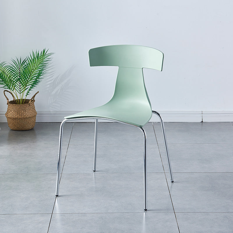 Stackable Dining Armless Chairs Indoor Dining Side Chairs with Metal Legs Light Green 1 Piece Clearhalo ' kitchen&dining_furn' 'Dining Chairs' 'Dining Tables & Seating' 'dining_chair' 'furn' 'furn_dining_chair' 'Furniture' 'furniture_dining_chair' 'Kitchen & Dining Furniture' 'kitchen' 4039434