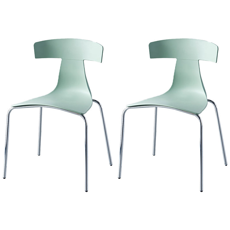 Stackable Dining Armless Chairs Indoor Dining Side Chairs with Metal Legs Light Green 2 Piece Set Clearhalo ' kitchen&dining_furn' 'Dining Chairs' 'Dining Tables & Seating' 'dining_chair' 'furn' 'furn_dining_chair' 'Furniture' 'furniture_dining_chair' 'Kitchen & Dining Furniture' 'kitchen' 4039435