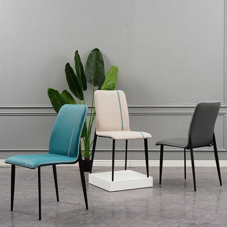 Scandinavian Metal Chairs Set Kitchen Dining Solid Back Side Chair (Set of 4) Clearhalo ' kitchen&dining_furn' 'Dining Chairs' 'Dining Tables & Seating' 'dining_chair' 'furn' 'furn_dining_chair' 'Furniture' 'furniture_dining_chair' 'Kitchen & Dining Furniture' 'kitchen' 4039438