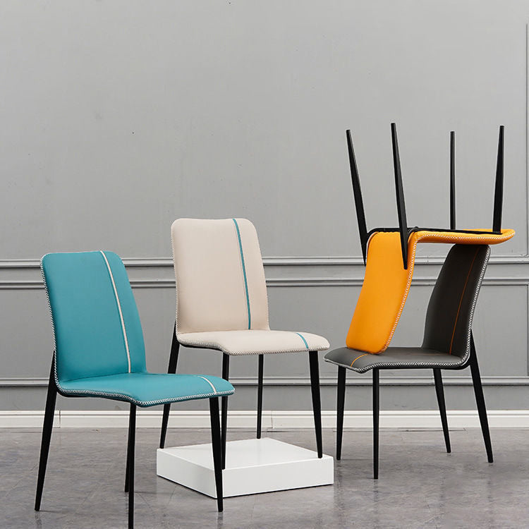 Scandinavian Metal Chairs Set Kitchen Dining Solid Back Side Chair (Set of 4) Clearhalo ' kitchen&dining_furn' 'Dining Chairs' 'Dining Tables & Seating' 'dining_chair' 'furn' 'furn_dining_chair' 'Furniture' 'furniture_dining_chair' 'Kitchen & Dining Furniture' 'kitchen' 4039441