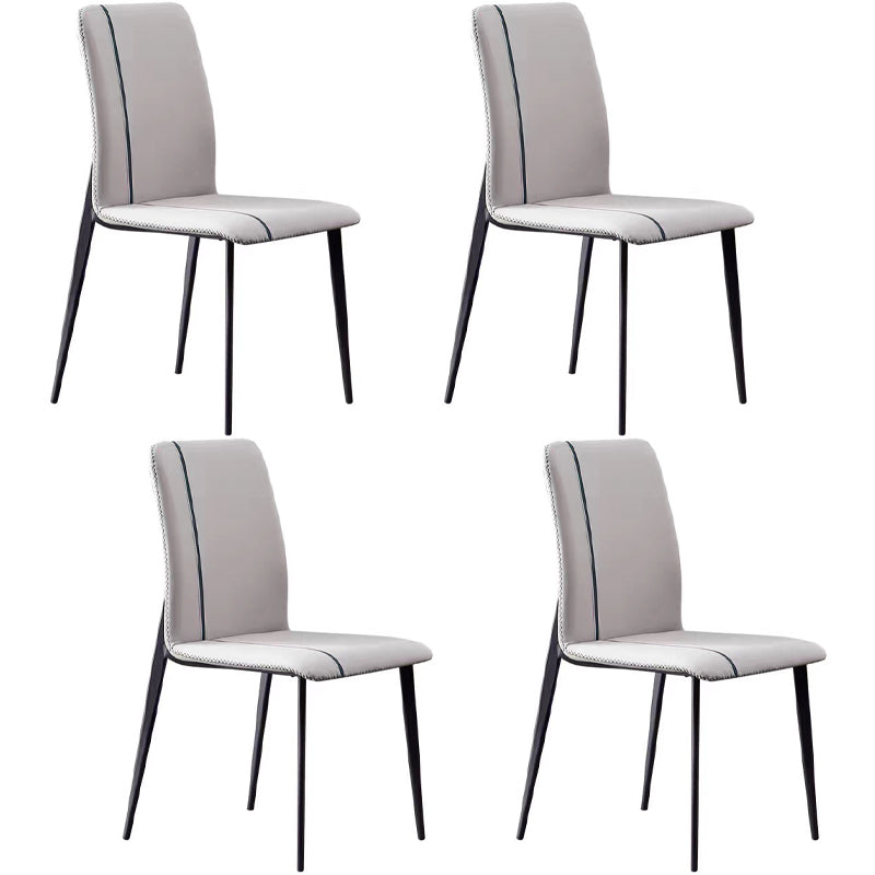 Scandinavian Metal Chairs Set Kitchen Dining Solid Back Side Chair (Set of 4) Off-White Clearhalo ' kitchen&dining_furn' 'Dining Chairs' 'Dining Tables & Seating' 'dining_chair' 'furn' 'furn_dining_chair' 'Furniture' 'furniture_dining_chair' 'Kitchen & Dining Furniture' 'kitchen' 4039442