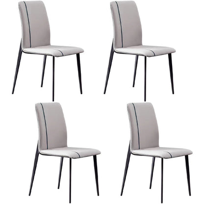 Scandinavian Metal Chairs Set Kitchen Dining Solid Back Side Chair (Set of 4) Off-White Clearhalo ' kitchen&dining_furn' 'Dining Chairs' 'Dining Tables & Seating' 'dining_chair' 'furn' 'furn_dining_chair' 'Furniture' 'furniture_dining_chair' 'Kitchen & Dining Furniture' 'kitchen' 4039442