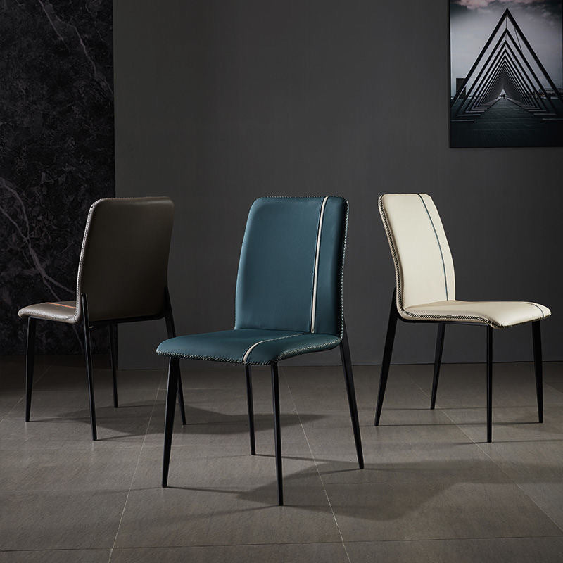 Scandinavian Metal Chairs Set Kitchen Dining Solid Back Side Chair (Set of 4) Clearhalo ' kitchen&dining_furn' 'Dining Chairs' 'Dining Tables & Seating' 'dining_chair' 'furn' 'furn_dining_chair' 'Furniture' 'furniture_dining_chair' 'Kitchen & Dining Furniture' 'kitchen' 4039443