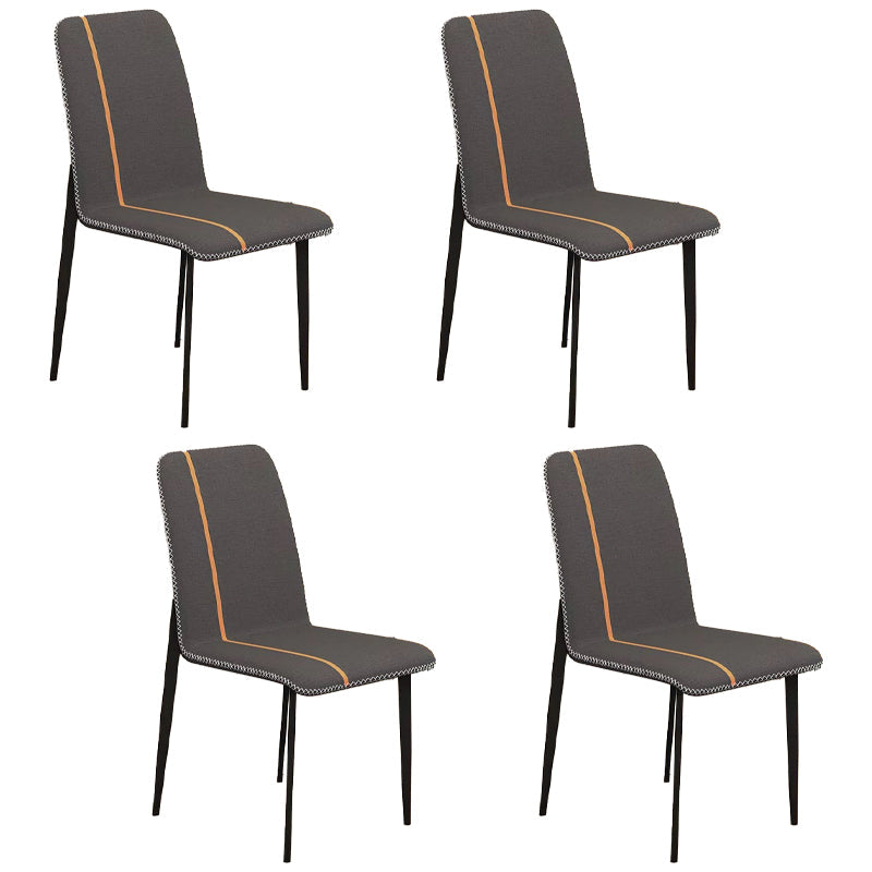 Scandinavian Metal Chairs Set Kitchen Dining Solid Back Side Chair (Set of 4) Light Gray Clearhalo ' kitchen&dining_furn' 'Dining Chairs' 'Dining Tables & Seating' 'dining_chair' 'furn' 'furn_dining_chair' 'Furniture' 'furniture_dining_chair' 'Kitchen & Dining Furniture' 'kitchen' 4039444